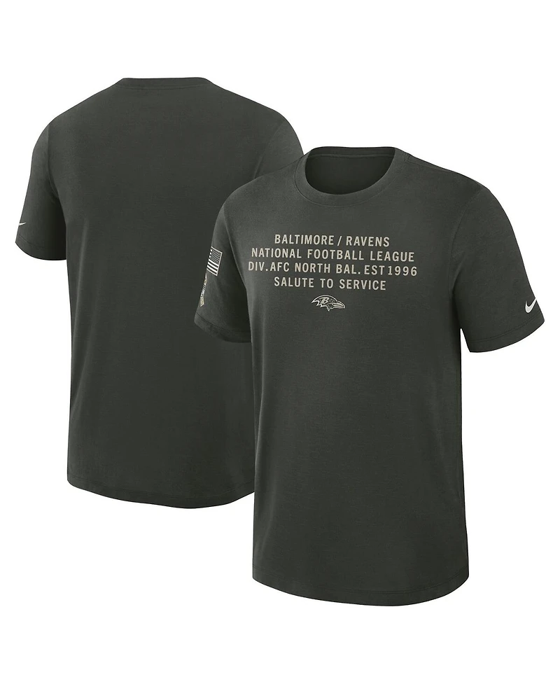 Nike Men's Dark Green Baltimore Ravens 2025 Salute to Service Sideline Slub Dri-fit T-Shirt