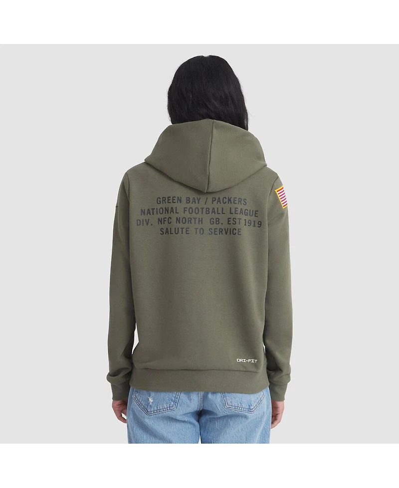 Nike Women's Olive Green Bay Packers 2025 Salute to Service Sideline Standard Issue Dri-fit Hoodie