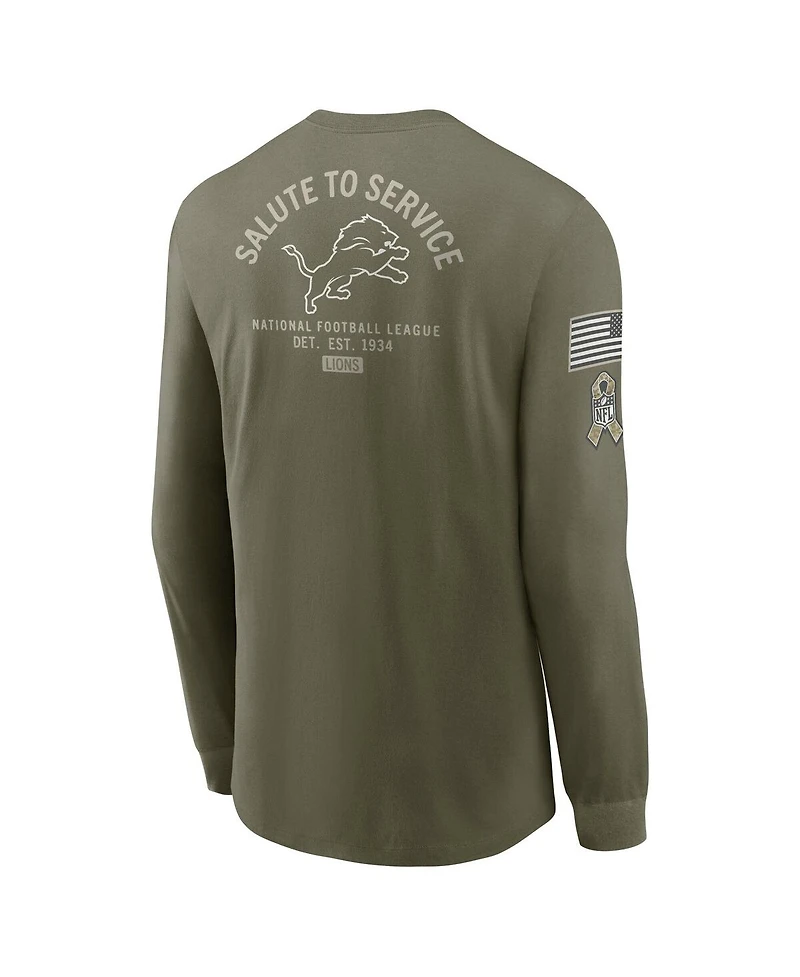 Nike Men's Olive Detroit Lions 2025 Salute to Service Long Sleeve T-Shirt