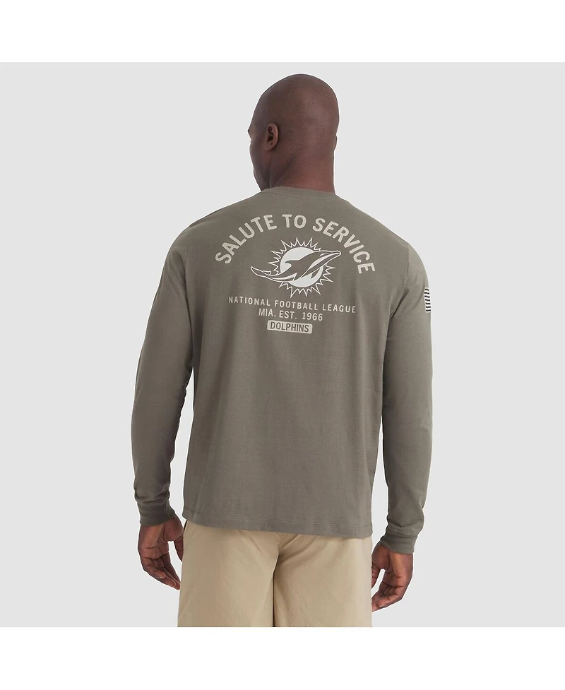 Nike Men's Olive Miami Dolphins 2025 Salute to Service Sideline Long Sleeve T-Shirt