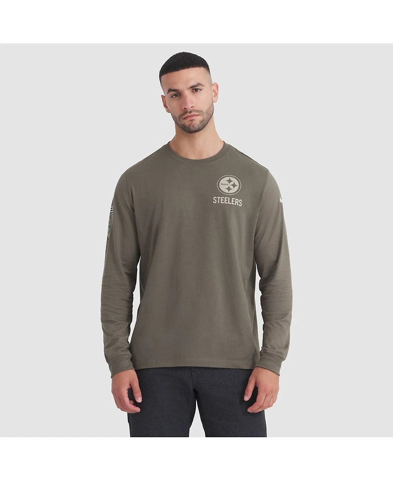 Nike Men's Olive Pittsburgh Steelers 2025 Salute to Service Sideline Long Sleeve T-Shirt