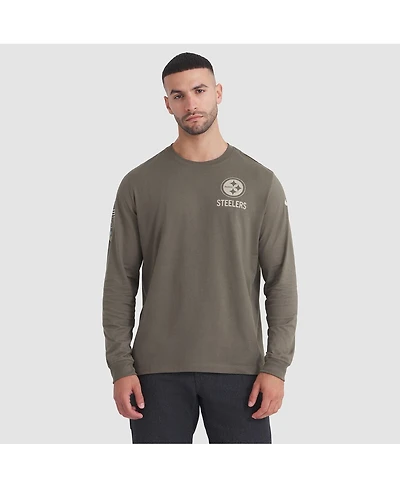 Nike Men's Olive Pittsburgh Steelers 2025 Salute to Service Sideline Long Sleeve T-Shirt