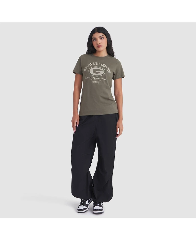 Nike Women's Olive Green Bay Packers 2025 Salute to Service Sideline T-Shirt