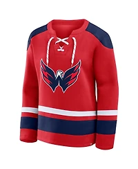 Fanatics Women's Red Washington Capitals Icing Long Sleeve Lace Up Sweatshirt