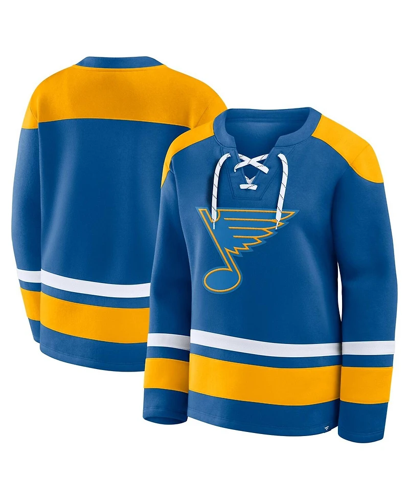 Fanatics Women's Blue St. Louis Blues Icing Long Sleeve Lace Up Sweatshirt
