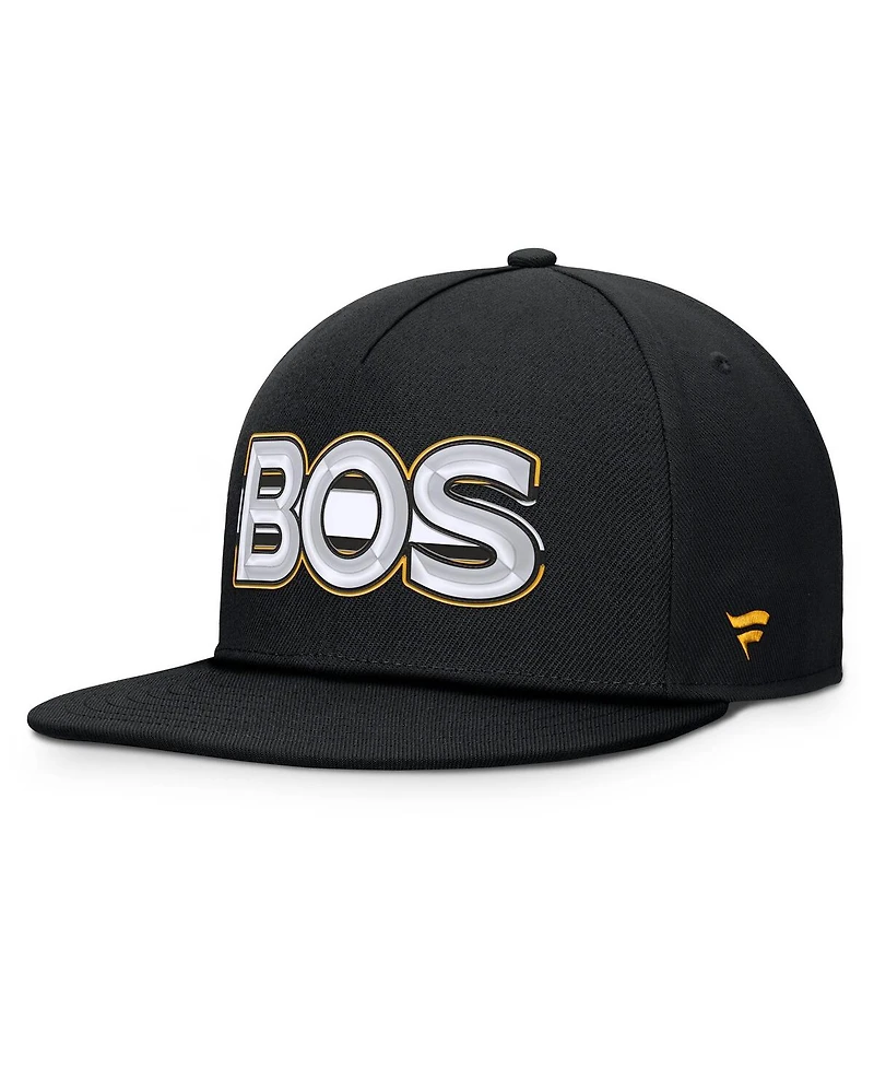 Fanatics Men's Black Boston Bruins Authentic Pro Rink Team Code Snapback Hat
