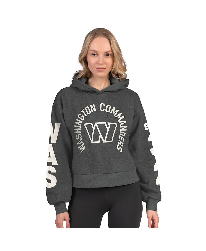 Starter Women's Heather Charcoal Washington Commanders Star Player Cropped Fleece Pullover Hoodie