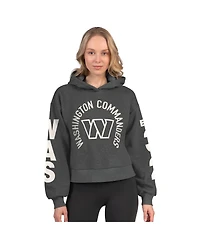 Starter Women's Heather Charcoal Washington Commanders Star Player Cropped Fleece Pullover Hoodie