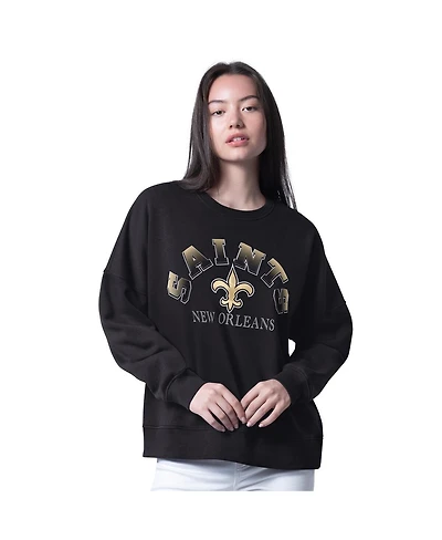 G-iii 4Her by Carl Banks Women's Black New Orleans Saints Oversized Feud Sweatshirt