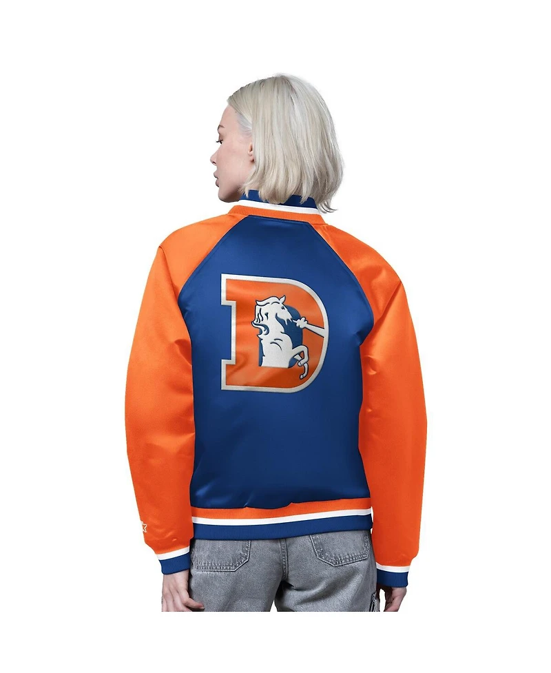 Starter Women's Royal/Orange Denver Broncos Satin Full-Snap Varsity Jacket