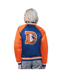 Starter Women's Royal/Orange Denver Broncos Satin Full-Snap Varsity Jacket