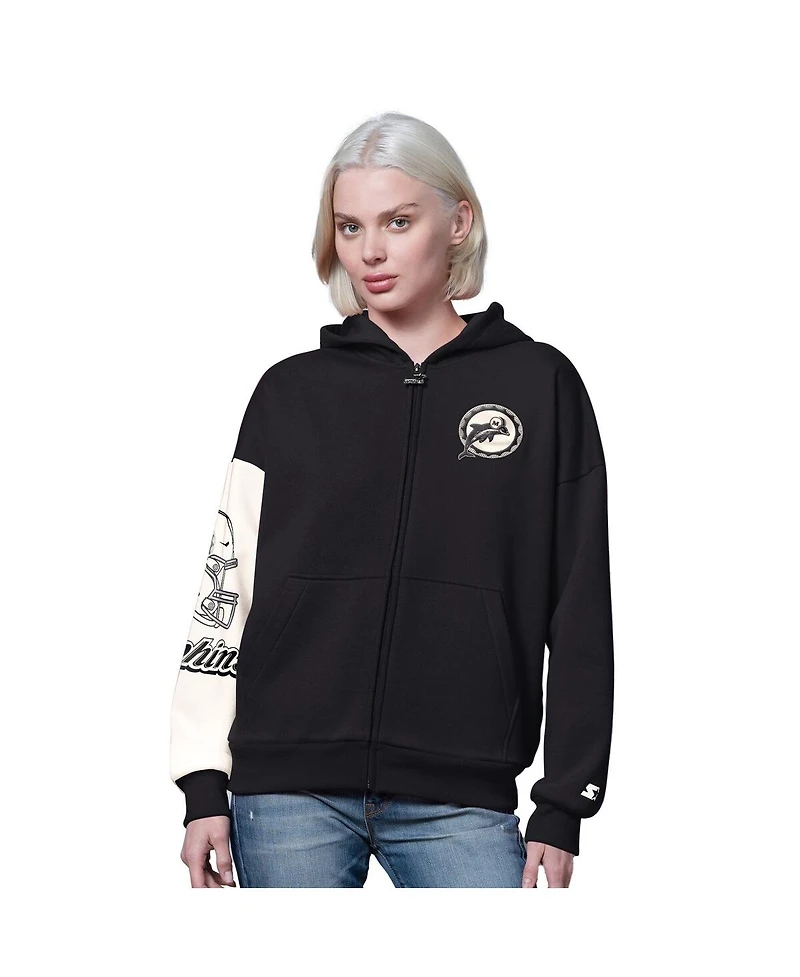 Starter Women's Black Miami Dolphins 4th Down Full-Zip Hoodie