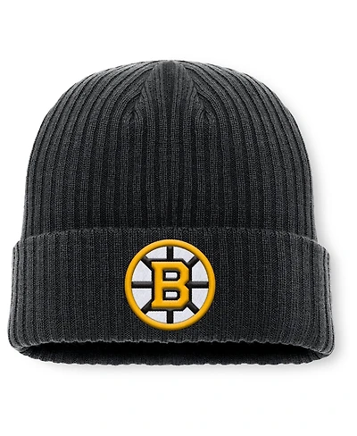Fanatics Men's Black Boston Bruins Primary Logo Cuffed Knit Hat