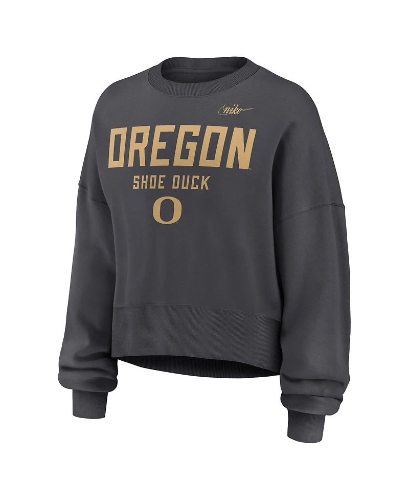 Nike Women's Charcoal Oregon Ducks Shoe Duck Sweatshirt