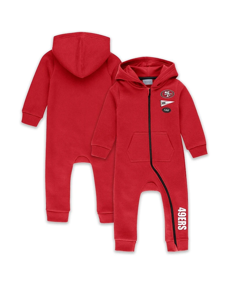 Wear by Erin Andrews Baby Boys and Girls Scarlet San Francisco 49ers Hooded Fleece Coverall