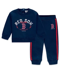 Wear by Erin Andrews Newborn 2-Piece Navy Boston Red Sox Fleece Crewneck and Pants Set