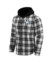 Darius Rucker Collection by Fanatics Men's Black Kentucky Wildcats Plaid Flannel Quilted Full-Snap Hooded Shacket