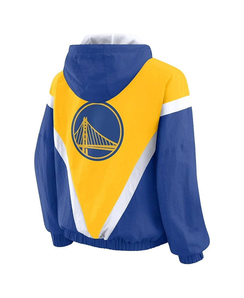 Wear by Erin Andrews Women's Gold/Royal Golden State Warriors Color-Block Full-Zip Windbreaker Jacket