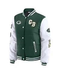 Wear by Erin Andrews Women's Green Bay Packers Varsity Full-Snap Puffer Jacket