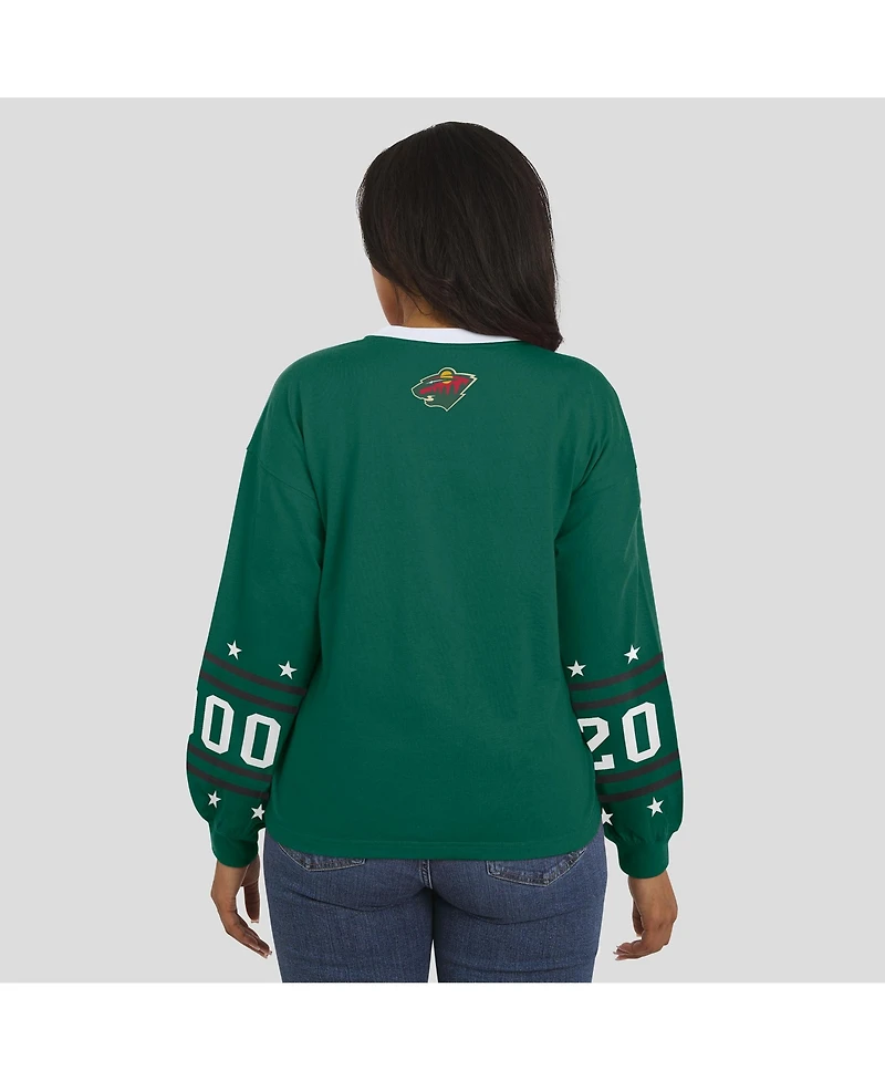 Wear by Erin Andrews Women's Green Minnesota Wild Long-Sleeve Sport T-Shirt