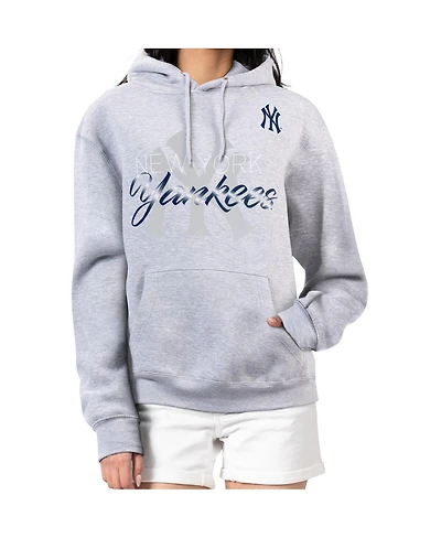 G-iii 4Her by Carl Banks Women's Heather Gray New York Yankees Shadow Logo Graphic Pullover Hoodie