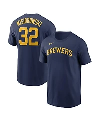 Nike Men's Jacob Misiorowski Navy Milwaukee Brewers Fuse Name Number T-Shirt