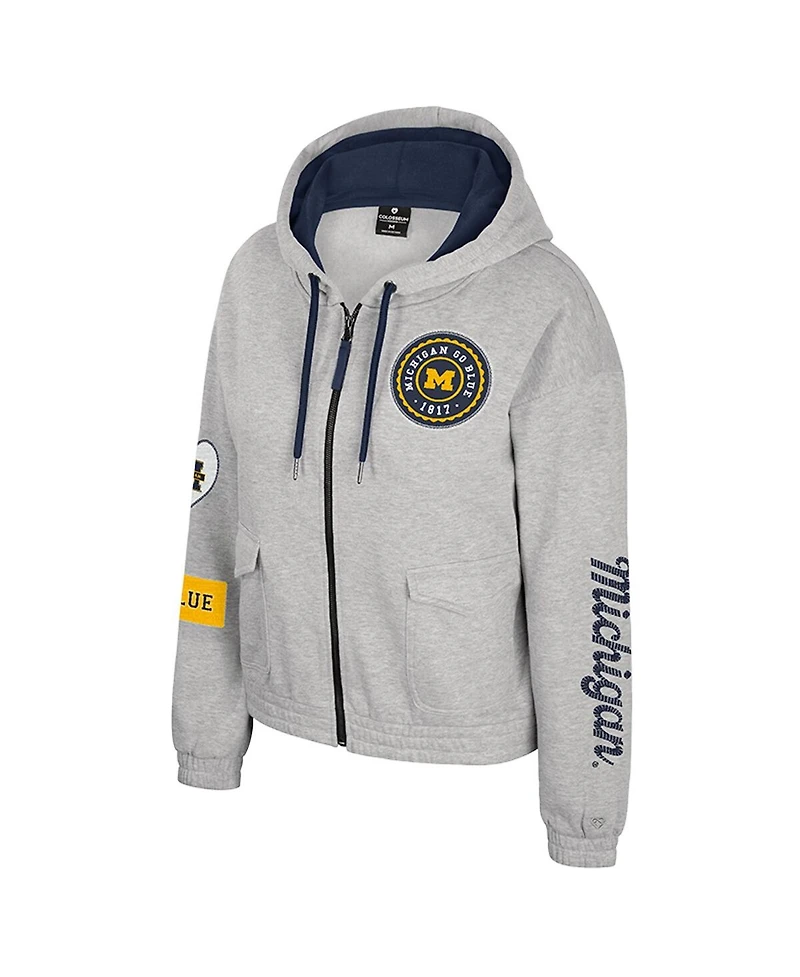 Colosseum Women's Gray Michigan Wolverines Alfie Full-Zip Hoodie Jacket