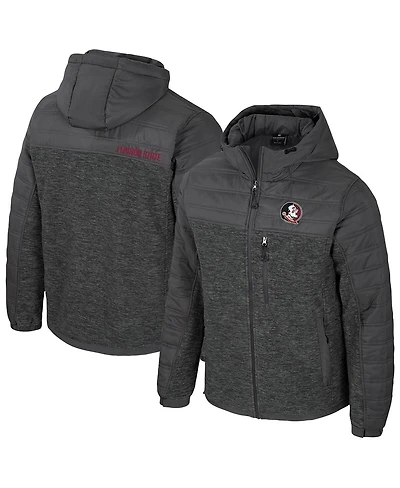 Colosseum Men's Charcoal Florida State Seminoles Nightman Full-Zip Hoodie Puffer Jacket
