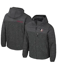 Colosseum Men's Charcoal Florida State Seminoles Nightman Full-Zip Hoodie Puffer Jacket