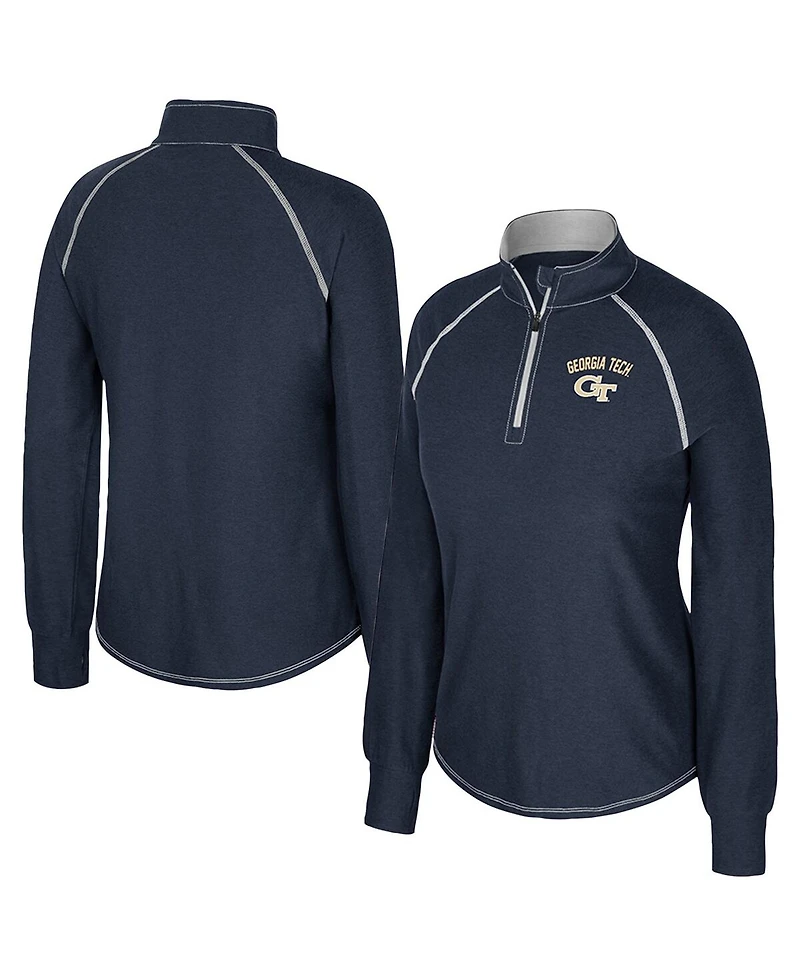 Colosseum Women's Navy Georgia Tech Yellow Jackets Bikram Raglan Quarter-Zip Top
