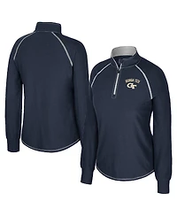 Colosseum Women's Navy Georgia Tech Yellow Jackets Bikram Raglan Quarter-Zip Top