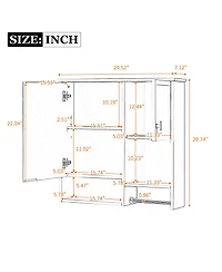 Casainc 29'' x 28'' Wall Mounted Bathroom Medicine Cabinet with Mirror & Towel Bar