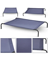 Gymax Large Dog Cat Bed Elevated Pet Cot Indoor Outdoor Camping Steel Frame Mat -Xl