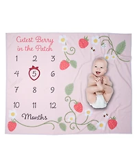 Lambs & Ivy Strawberry Patch Milestone Photo Opportunity Fleece Baby Blanket