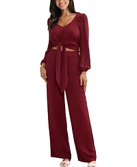Cupshe Women's Tie Front Wide Leg Matching Set