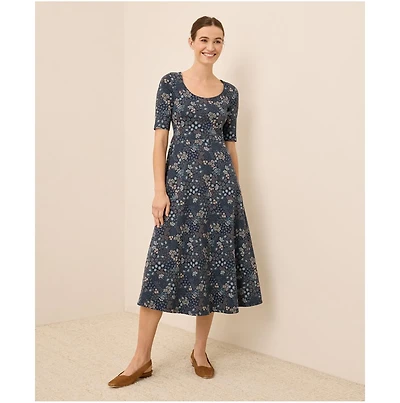 Pact Women's Organic Cotton Fit & Flare Scoop Midi Dress