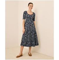 Pact Women's Organic Cotton Fit & Flare Scoop Midi Dress