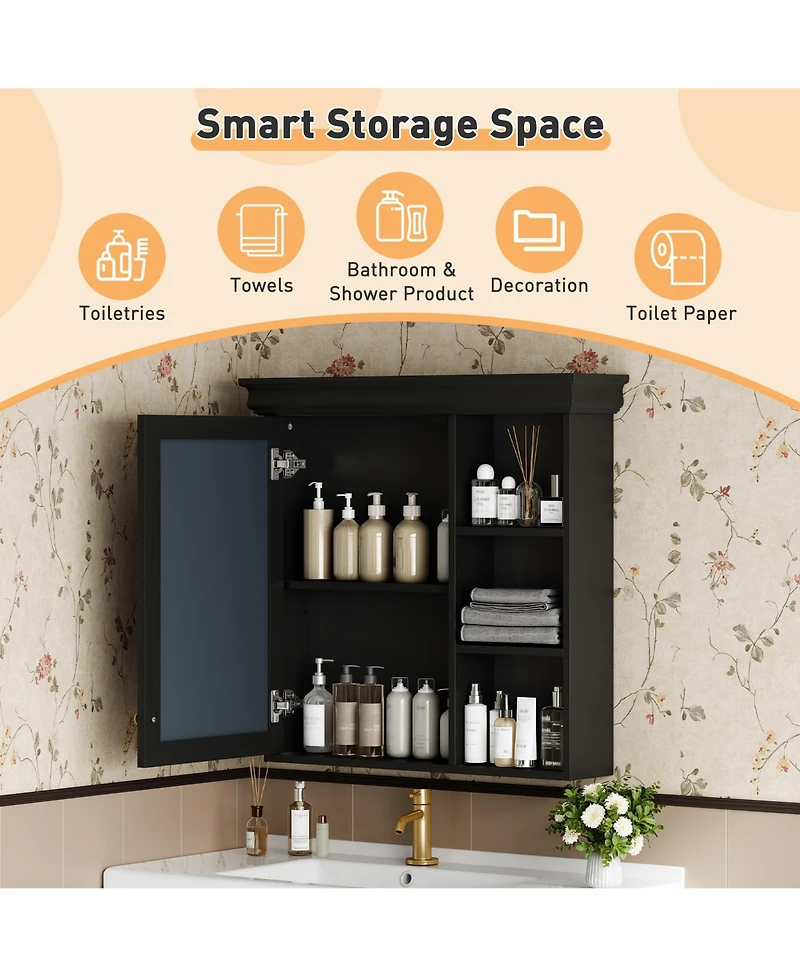 Casainc 30'' x 28'' Wall Mounted Medicine Cabinet with Mirror & Storage Organizer