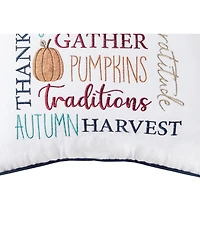 Fall Thankful Gather Blessed Font 100% Cotton Accent Throw Pillow 18" x 18"