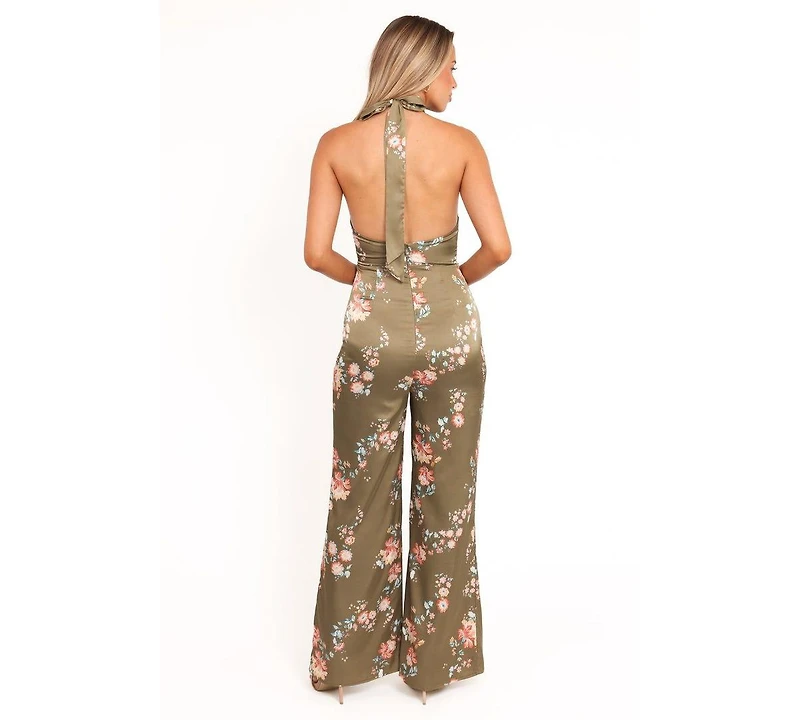 Petal and Pup Women's Holly Halterneck Jumpsuit - Olive Floral