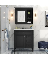 Casainc 30'' Bathroom Vanity with Top Sink, Mirror Cabinet