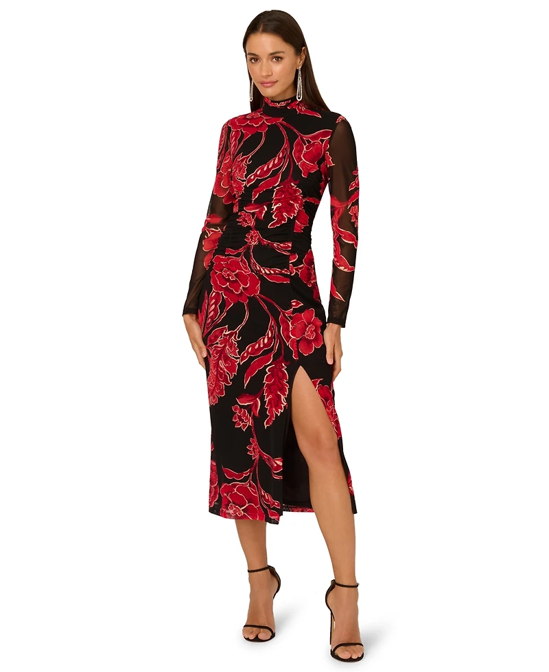 Adrianna Women's Mock Neck Ruched Maxi Dress