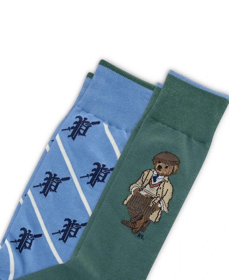 Polo Ralph Lauren Men's 2-Pack Head of the Charles Bear Dress Socks