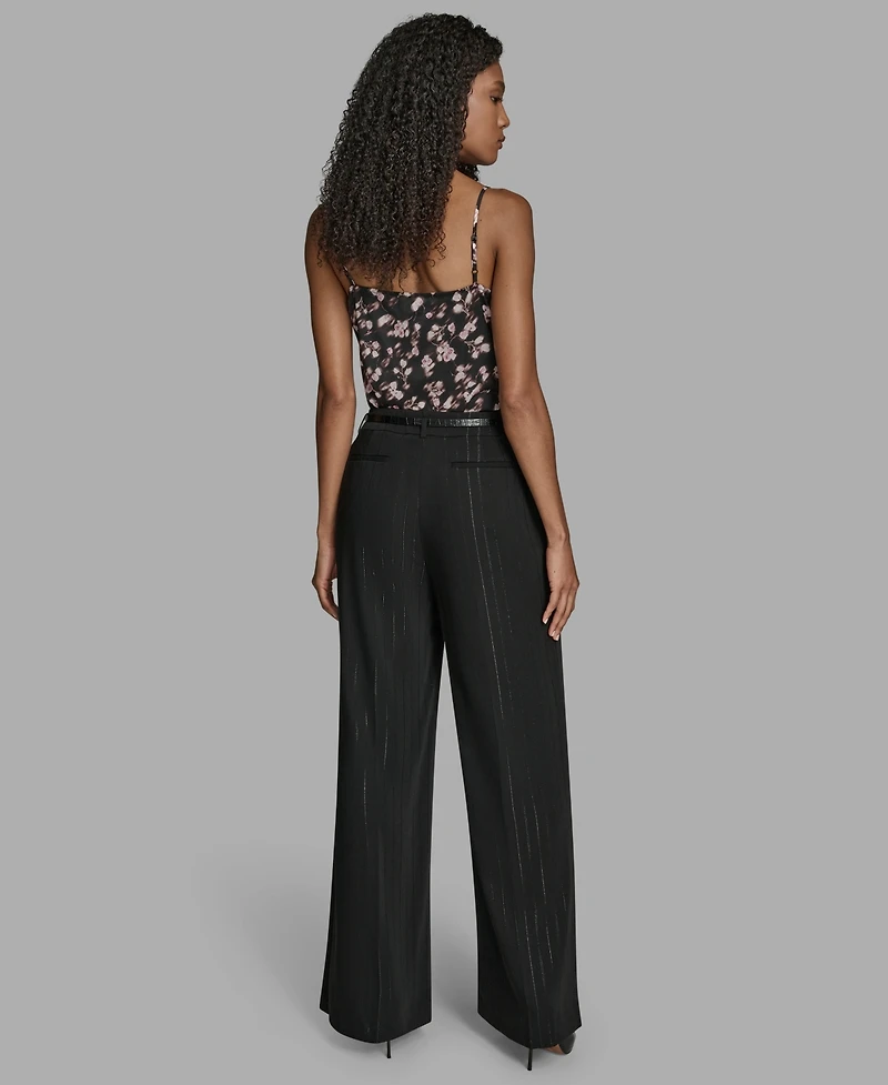 Bcbg Women's Pinstripe High Rise Wide Leg Pants