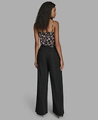 Bcbg Women's Pinstripe High Rise Wide Leg Pants