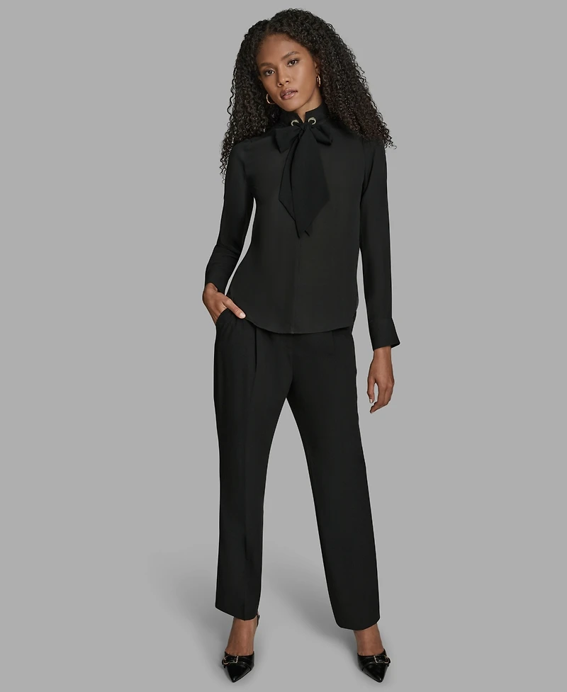 Bcbg Women's Long Sleeve Tie Neck Blouse