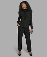Bcbg Women's Long Sleeve Tie Neck Blouse
