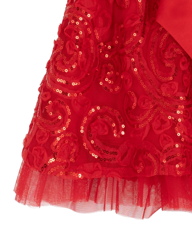 Rare Editions Baby Girls 2-Piece Sequin Soutache Mesh Dress and Diaper Cover Set