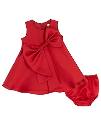 Rare Editions Baby Girls 2-Piece Mikado Dress and Diaper Cover Set