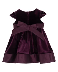 Rare Editions Baby Girls 2-Piece Velvet Cap Sleeves Bodice Dress and Diaper Cover Set